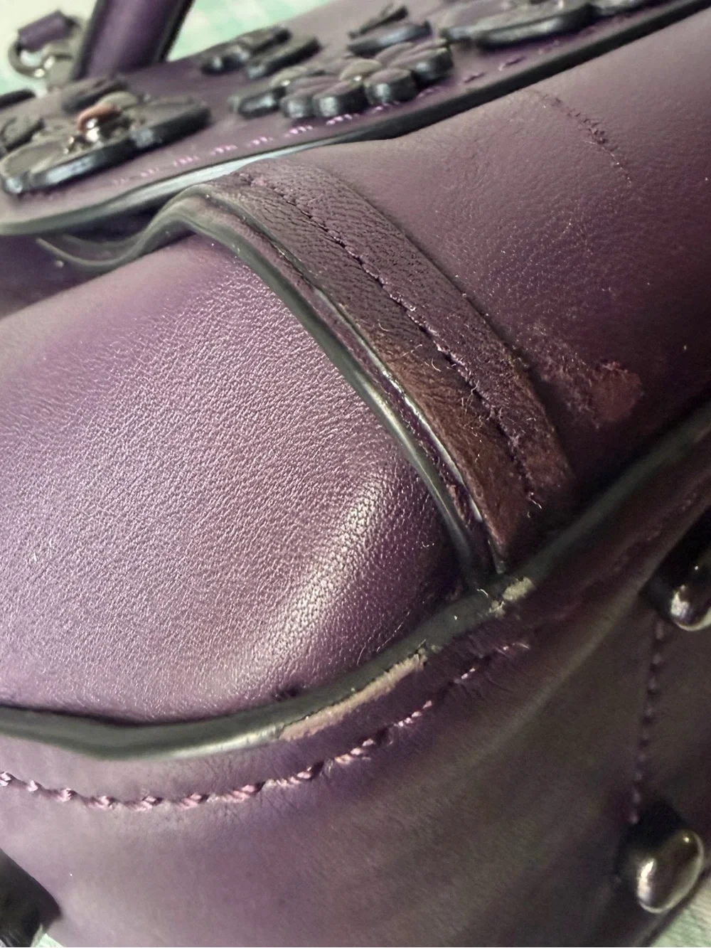 RARE Purple Coach 1941 Willow Floral Drifter Top Handle Satchel